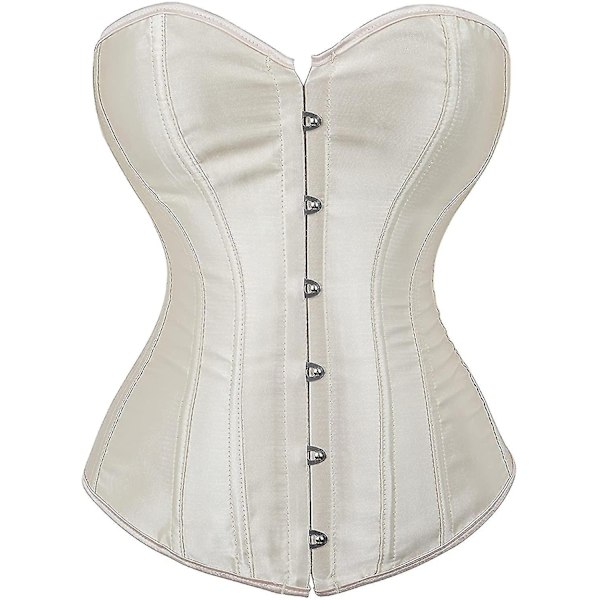 Kvinders Bustier Korset Top Sexy Lingeri Sæt Sort Satin Talje Cincher-Perfet Beige Xx-large