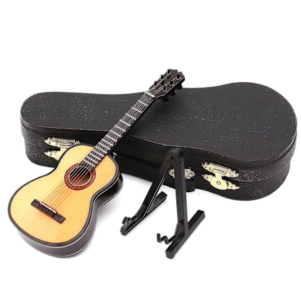 Miniatyr-replika av ornamentale gitarer Mini klassisk gitar/elektrisk gitarmodell Julepynt-Perfekt Wood Color Classical Guitar