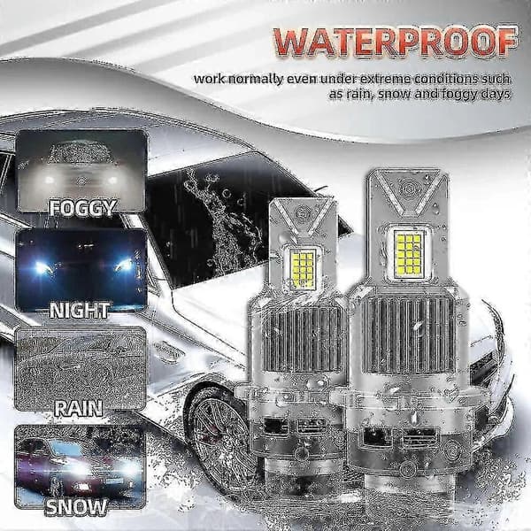 D4s D4r D2r D2s LED-frontlyspære 6000k Hvit Konverteringssett Plug and Play Xenon HID Lys Erstatning - Perfekt D2s