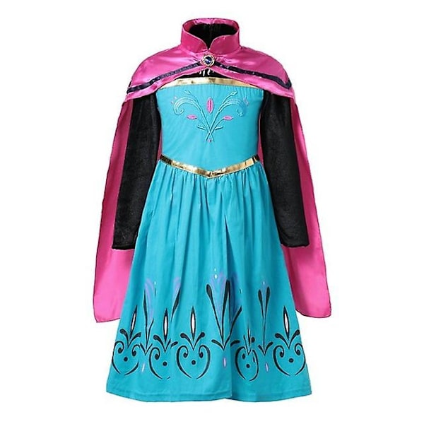 Flickklänning Elsa Kostym Anna Elsa Klänning Prinsessa för Barn Klänning för Flicka Hög Kvalitet Anna Klänning med Cape Klänning Kostymer Cosplay-Perfekt Anna Dress G 2T