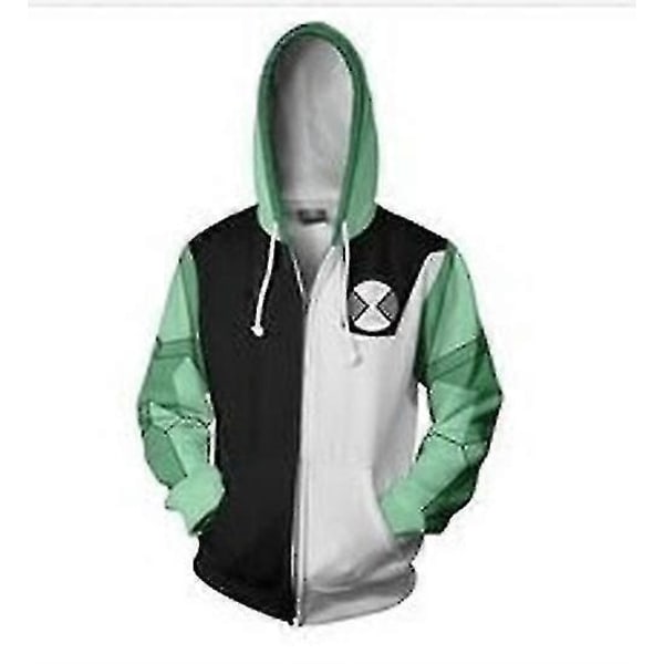 Game Ben 10 Alien Force Hoodie Halloween Cosplay Kostym Herr 3D Tryckt Höst Långärmad Huvad Jacka Dragkedja Sweatshirt - Perfekt 4 4XL