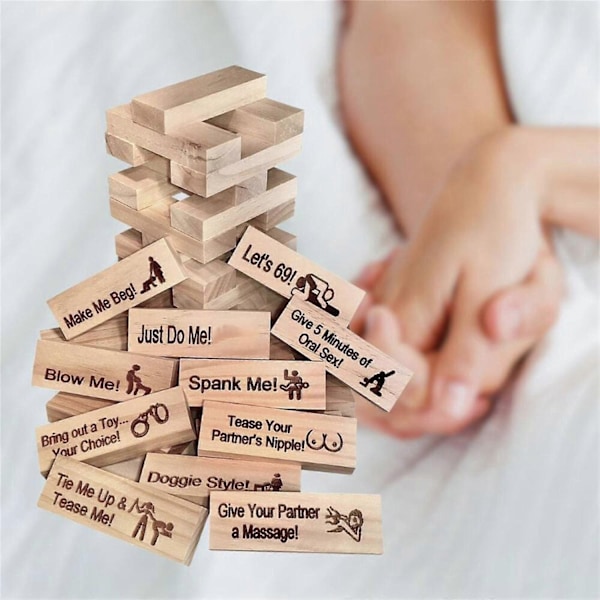 48 stk. Dating Night Game Tumbling Tower-spill, trestabletårn-spill for par, paraktiviteter og datingkveldsideer - Perfekt