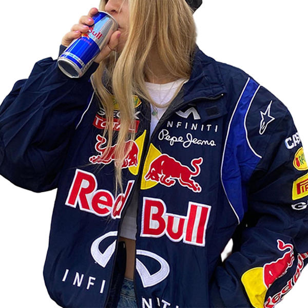 Dame Baseballjakke til Vinter Retro Løstsiddende Racing Motorcykel Tøj Jakke til Fest Feriebrug - Perfekt XL