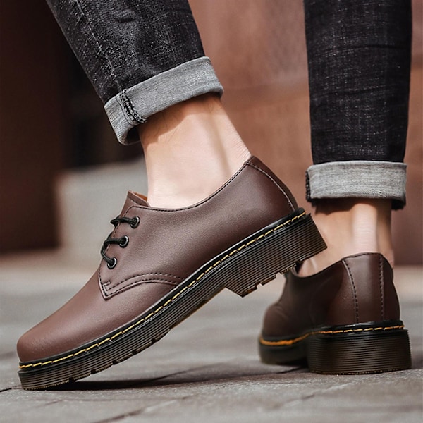 Herres Oxfords Støvler Komfortable Anti-Slip Runde Tå Formelle Dress Sko Arbejdssko til Mænd - Perfekt Brown 37