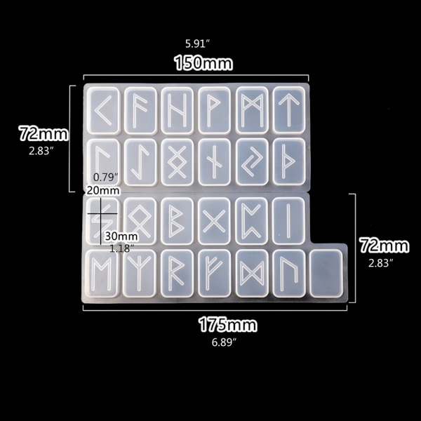 Rune Form Rune Stones Epoxy Form Futhark Alphabet Viking Rune Hekseri Krystaller Form Håndlaget håndverk - Perfet