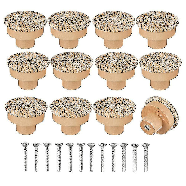 Boho Rattan Dresser Knotter Runde Skruer Kompatible Boho Møbelknotter 12stk- Perfet