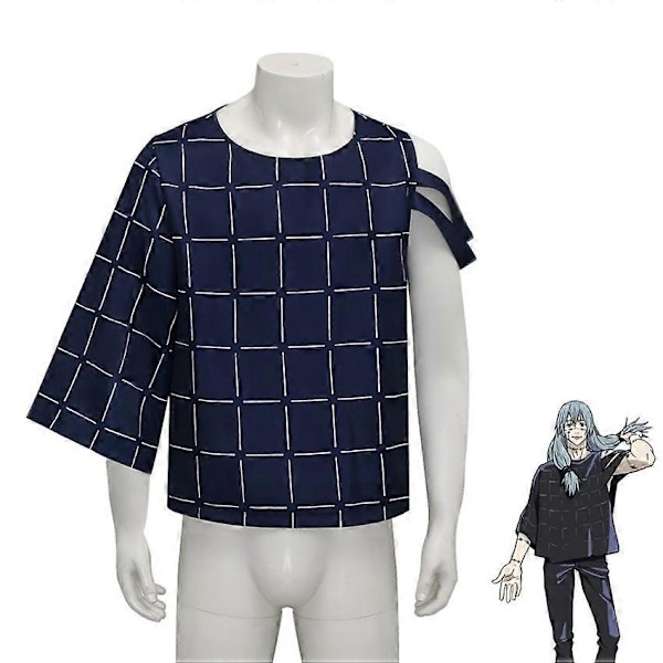 Takerlama Mahito Cosplay-asu Loose Top T-paita Miesten Sininen T-paita Jujutsu Kaisen Anime-asu Halloween-juhlasu - Täydellinen XXL