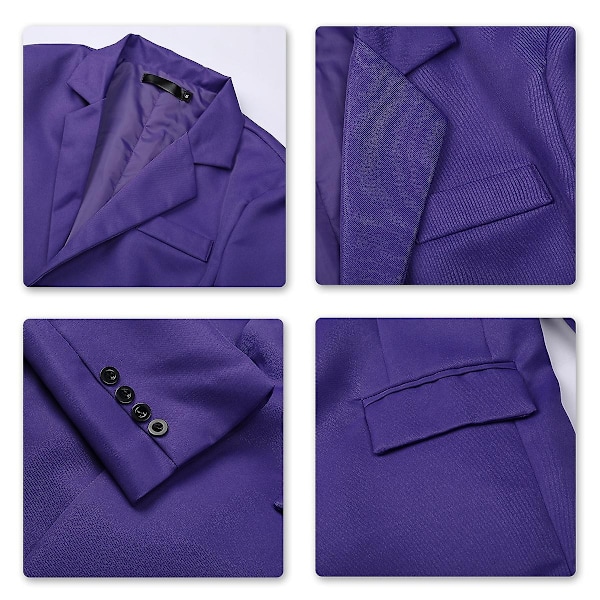 Mænds Business Casual Klassisk Hakket Lapel Dobbelt Slids Ensfarvet Enknaps Blazer - Perfekt Purple L