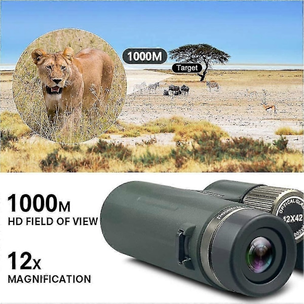 1000M Kraftfulla Kikare för Vuxna, 12x42 Kraftfulla HD-Kikare med BAK4 Prisma FMC-Linser, Dimmsäkra Vattentäta Fyllda med Kväve, Lämpliga -Perfekt