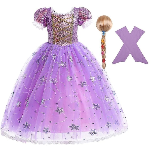 Princess Rapunzel-klänning för flickor Eleganta lila klänningar Fancy karnevalsdräkt Barnbal aftonklänningar Halloween - Perfet 7-8Y Tag-140 Rapunzel Sets 01
