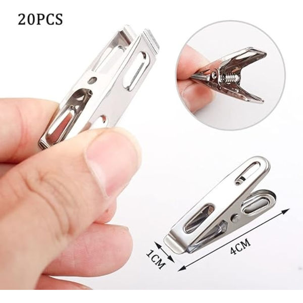 Set 20 pyykkineulaa, 4,5 cm pienet metalliset pyykkineulat ruostumatonta terästä - Perfet