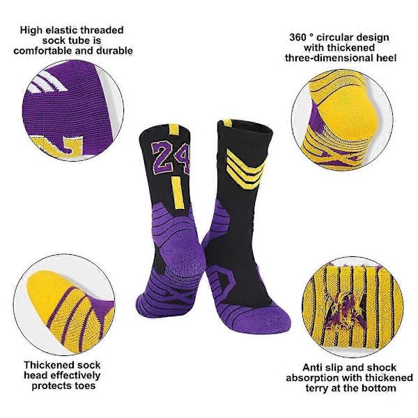 Basketballstrømper, 3-pak polstrede sportsstrømper Crew Socks til mænd og kvinder - Perfekt style3725