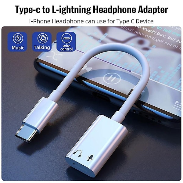Fonken USB-C till Lightning-hörlursadapterkabel Typ C till Lightning-laddningskonverterare Datakabel för iPhone 15 iPad Pro Samsung - Perfekt C to L Audio Adapter