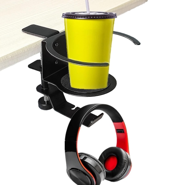 hörlursställ & skrivbordsmugghållare 2-i-1 under skrivbordet Metallflaska dryckeshållare PC Gaming Headset Hållare Krok - Perfet