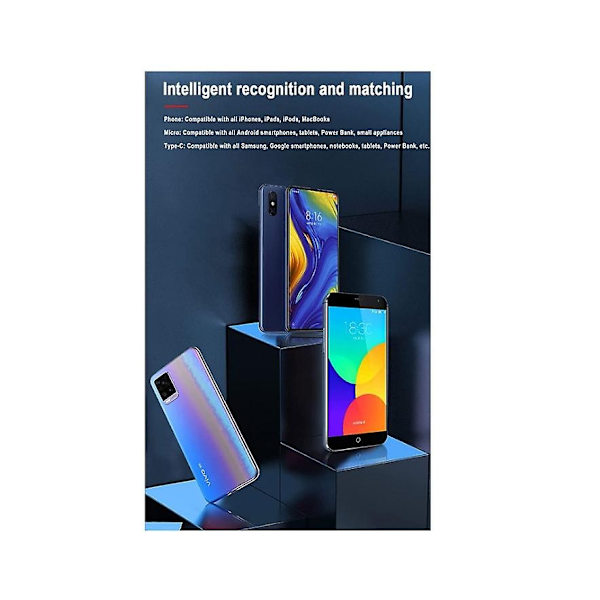 5-i-1 multi nylonkabel USB C/micro 60w hurtigopladning til Android-WELLNGS