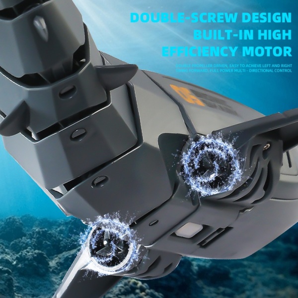 Smart Rc Shark Whale Spray Water Fun Lelu Kaukosäädin Vene Laiva Sukellusvene Robotit Kalat Sähkölelut pojille - Perfet Spray water grey