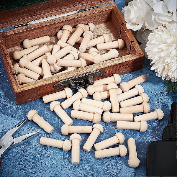 100 stk Mini Trepinne Spiker 1,3 tommer Ubehandlet Tre Spiker Blanke Sopp Tre Spiker Pinne Spiker Passer 8mm/0,3\" Hull - Perfekt