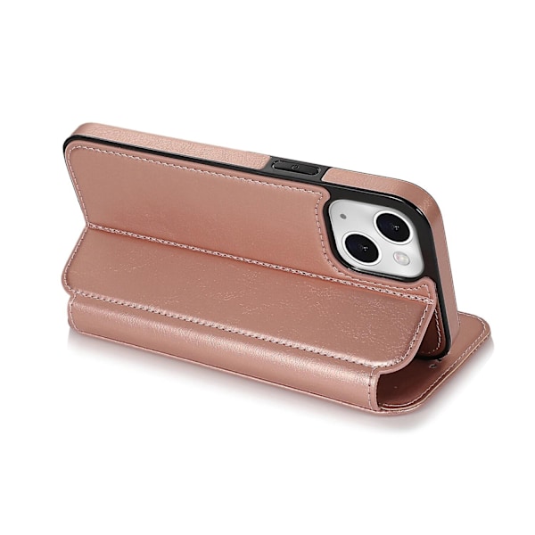 Kompatibel med iPhone 13 Mini Etui Læder Wallet Flip Telefon Etui - Perfekt Pink