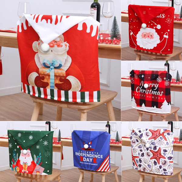 Christmas Series Chair Cover Home Dubbelsidig printed stol Ba - Perfet Multicolor 50*60CM