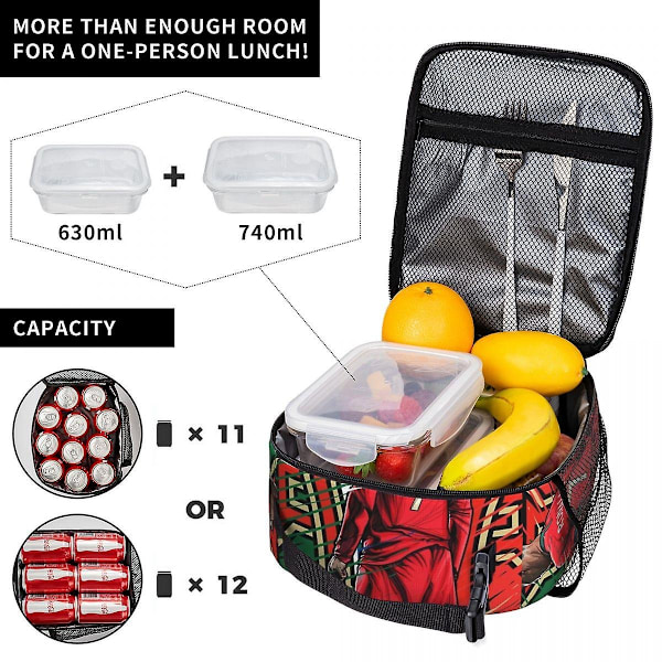 Cristiano Ronaldo Cr7 Isolerad Lunchväska Kylare Lunchbox Isolerad Lunchbox Lunchväska för Kvinnor Barn Skola - Perfekt 10
