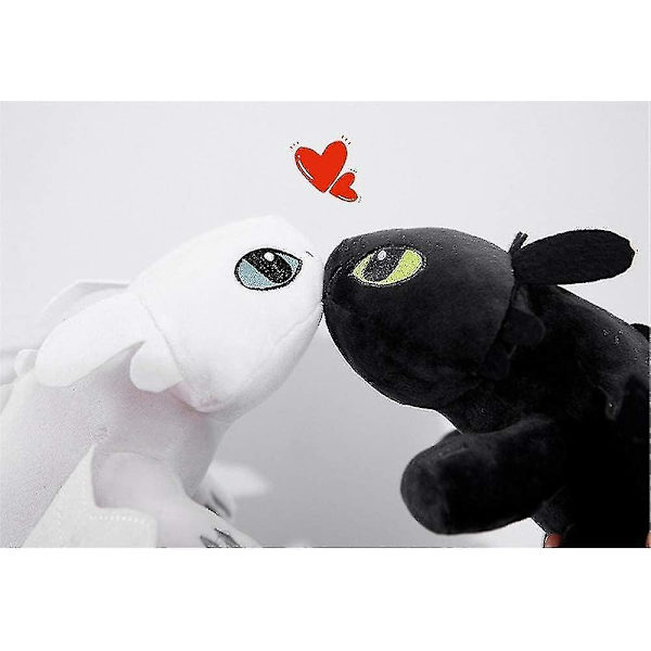 2 stk/sæt Sådan træner du din drage 3 Tandløs Light Night Fury Soft Toy 27cm A - Perfet