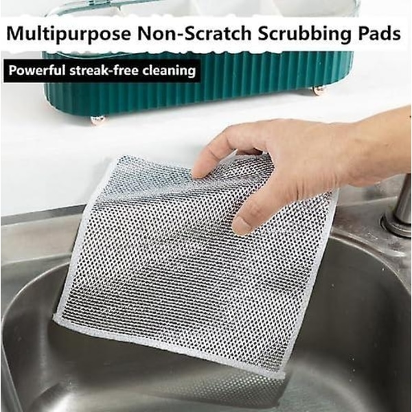 Multifunksjonell ripesikker tråd oppvaskklut, tråd oppvaskkluter for vått og tørt, ripesikker tråd oppvaskklut, oppvaskhåndklær for kjøkken - Perfekt B-double layer 20pcs