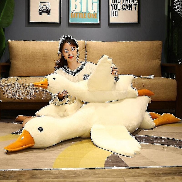 50-190cm Jätte Stor Plush Anka Leksak Söta Stora Gåspluffy Kudde Söta Jätte Anka Soffa Kudde Mjuk Fylld Djurdocka Barnpresent - Perfekt White 130cm
