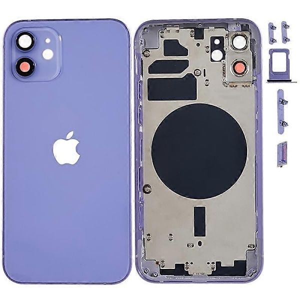 Yhteensopiva iPhone 12 6.1 tuuman takakannen akkukotelon + keskilevykehyksen + sivunäppäinten varaosan kanssa - Täydellinen Style C