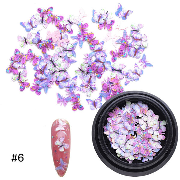 3D Nail Art Sticker Färgglad fjärilsstil för nail art- Perfet Purple
