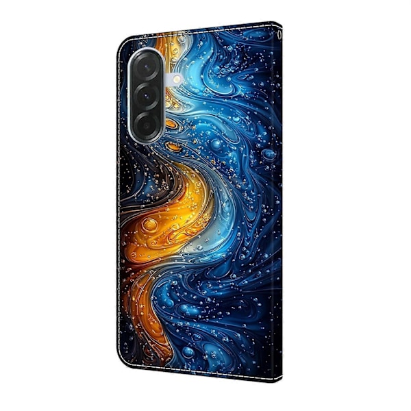 Kompatibelt med Samsung Galaxy A56 5G Läderfodral Mönstertryck Plånboksställ Flip Telefonfodral - Perfet Liquid