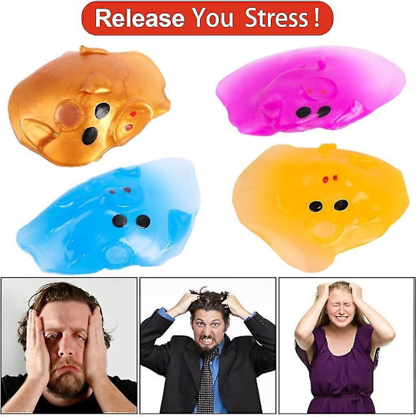 4 st Stressbollar Splat Pig Jello Pigs Squeeze Frukter Boll Antistress Pig Splat Boll Stress Relief Pig Vattenboll Venting Sticky Pig-Perfet