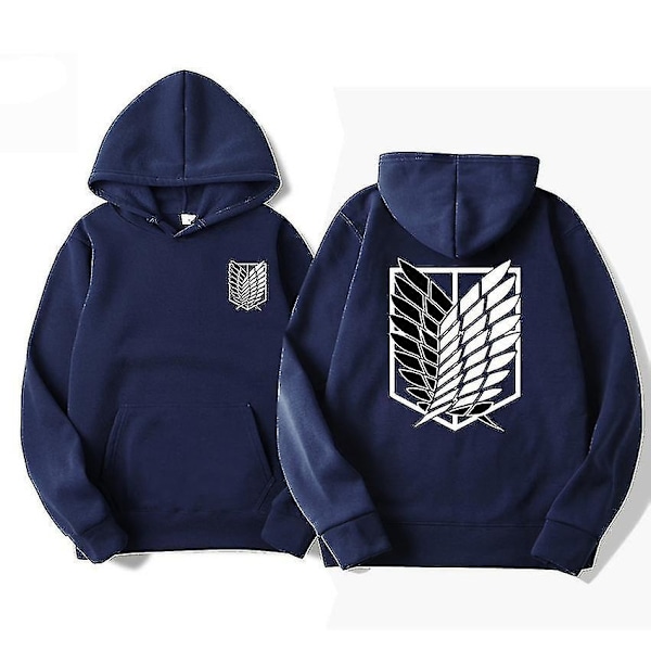 Attack On Titan Hettemgenser for menn Anime Hettemgensere Menn Kvinner Streetwear Genser Harajuku Hettemgensere Genser Klær -Perfekt navy XL