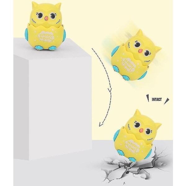 Owl Cartoon Toy Barneleker Push Inertia pull back gul - Perfet