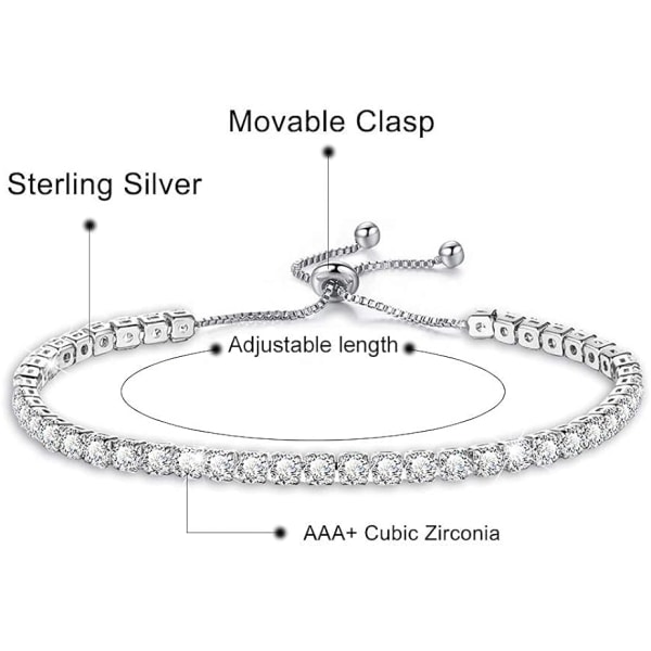 Tennisarmbånd for kvinner Hvitgullbelagt diamant AAA + Cubic Zirconia - Perfet