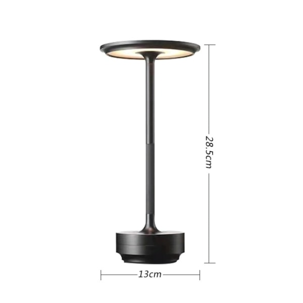 Trådløs bordlampe Dimbar vanntett metall USB oppladbare bordlamper -1. svar- Perfet svart Helt aluminium
