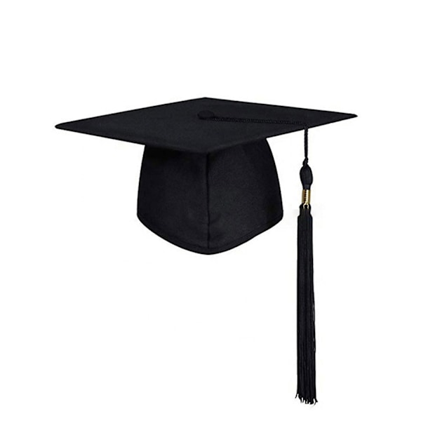 Unisex Bachelormössa 2023 med Kvastarhänge Dekoration Enfärgad Klassisk Stil Platt Topp Examen Hatt-Perfekt Black