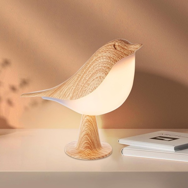 Lille natlys Cute Bird LED-bordlampe med berøringsdæmper Kreativ sengelampe 3-niveaus lysstyrke Skrivebordslampe wi- Perfet Brun