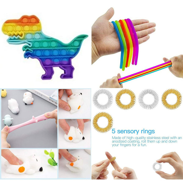 27 kpl Fidget Toys Pack Sensory Pop it Stressipallo, juhlalahja monivärinen - Perfet multicolor