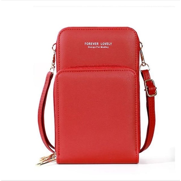 Veske Mykt Pu-skinn Kvinner Rfid Blocking Small Crossbody-vesker Mobilveske Innebygd lommebok Skulderveske - Perfet Red