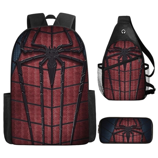 Spiderman børneskoletaske vandtæt tegneserie skoletaske grundskoletaske rygsæk i tre sæt - Perfet Style7