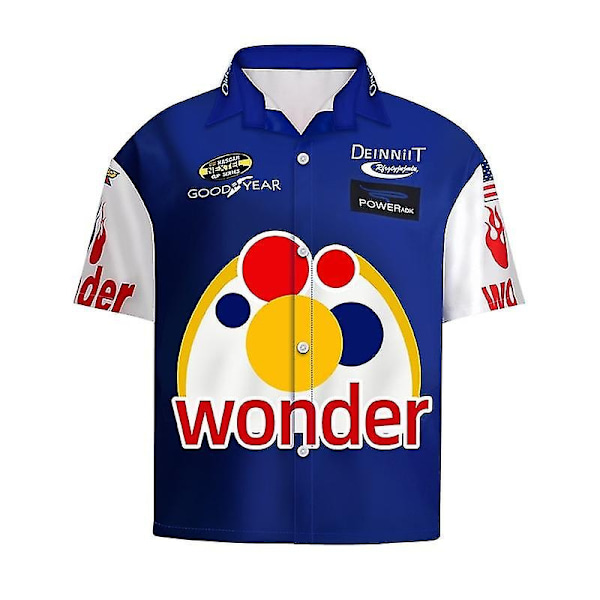 Film Ricky Bobby Cosplay Uniform Racing Wear Topp Byxor Man Halloween Karneval Kläder hög kvalitet och säker-Perfekt Blue Top XXXL