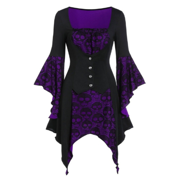Retro keskiaikainen goottilainen pitsimekko naisille - Perfet purple L