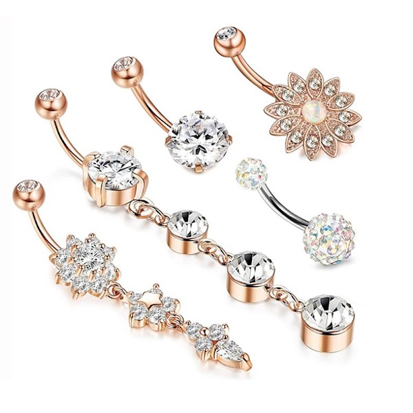 5 stk/ sæt Kirurgiske stålpiercinger navle - Perfet Rose Gold