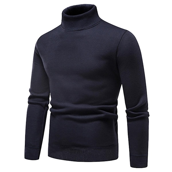 Yynuda Herre Turtleneck Lett Slim Fit Genser Casual Strikket Pullover-Perfet Dark  Grey S