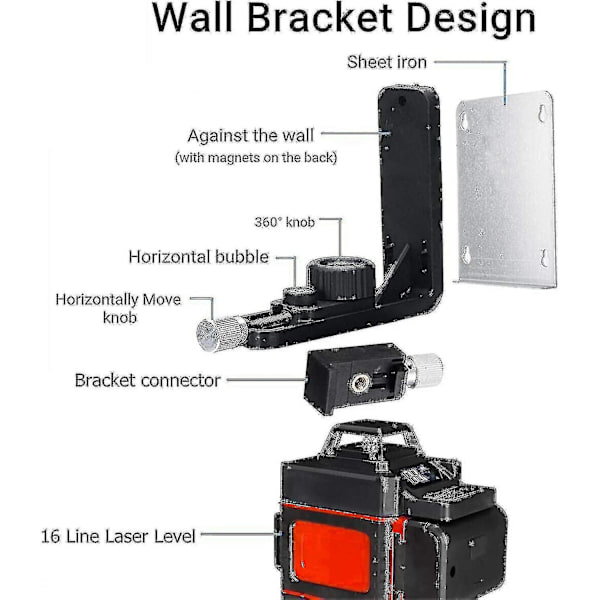 30m selvnivellerende laserniveau, 16 linjers krydslinjelaser, 4,0ah genopladeligt batteri, Ip54 grøn laser, 4 x 360 rotation- Perfet