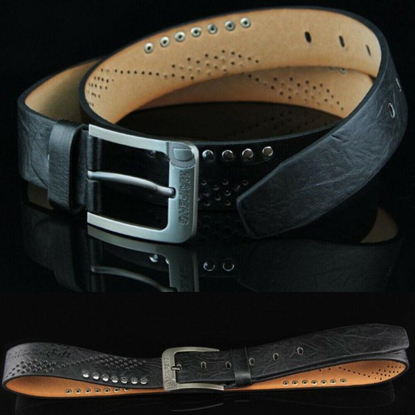 Klassiskt läderbälte för män Casual Pin Spänne Midjebälten Waistba- Perfet brown One-size