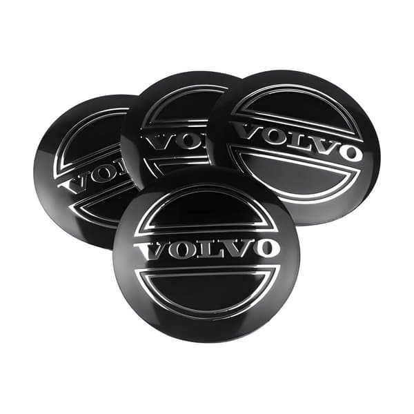4-pak Volvo centerkapsel – hjullogo 56 mm Svart