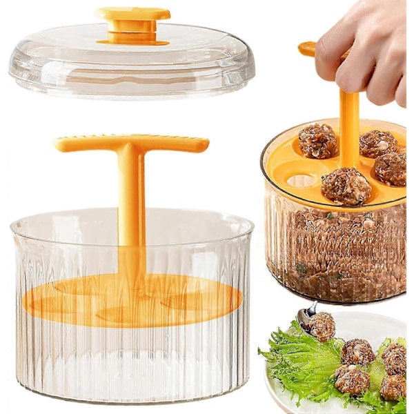 Gennemsigtig Frikadelleform, Manuel Frikadelleform, 5 Frikadeller Frikadelleform Køkken Frikadelleform, Køkken Ekstruderet Frikadelleform - Perfekt Orange