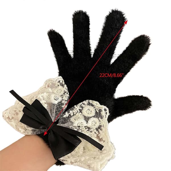 Furry Varme Fuld Finger Handske Snowboardhandsker Vinter Touch Screen Handsker Tykke Isolerede Fuld Finger Handsker Hvid-Perfet
