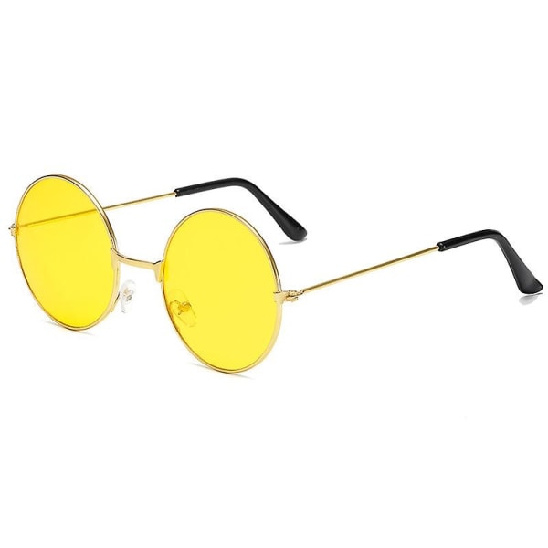 Vintage runde John Lennon polariserte solbriller for menn kvinner Circle Hippie solbriller - Perfet Yellow K gold frame